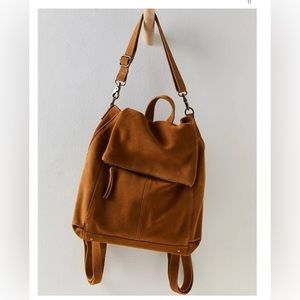 Free People Camilla Convertible Backpack Purse in Tiger Eye Chestnut
